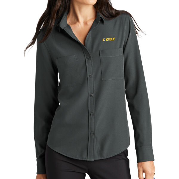   - Women's Stretch Crepe Long Sleeve Camp Thumbnail